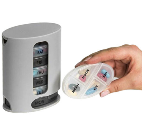 7-дневен органайзер за хапчета Pro, кутия за съхранение, компактен организиран мини органайзер за хапчета, удобна кутия за съхранение на лекарства, Pill Pro