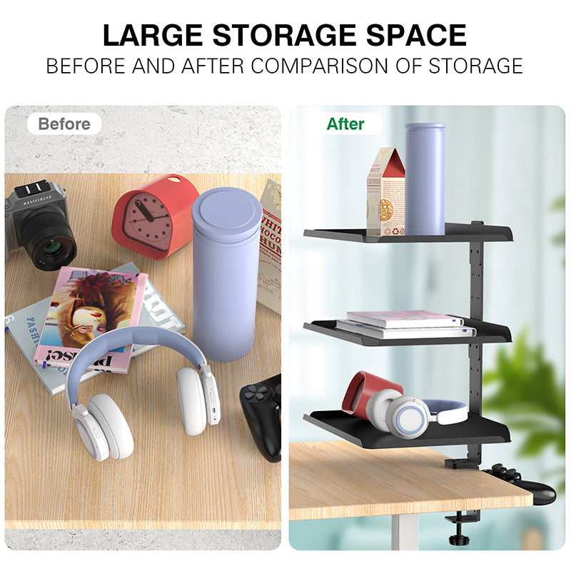 3-степенна многофункционална странична стойка за съхранение на бюро - Организирайте работното си пространство без усилие