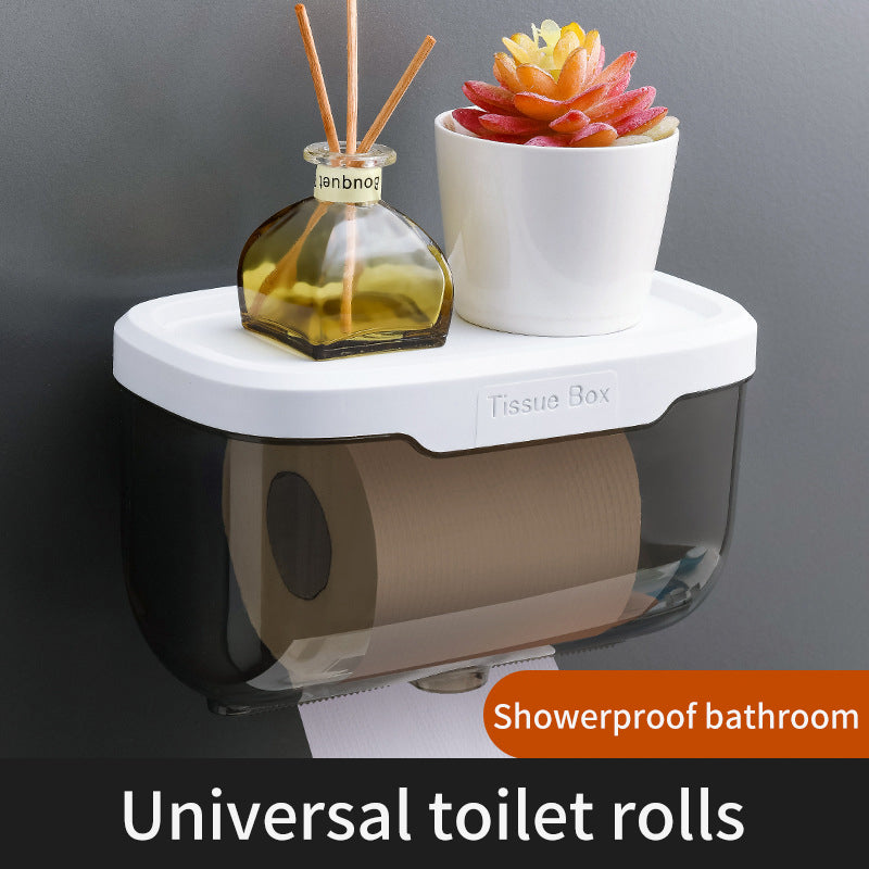 Кутия за тоалетна хартия Прозрачна перфорирана кутия за тоалетна хартия за стенен монтаж Креативно просто водоустойчиво чекмедже за баня