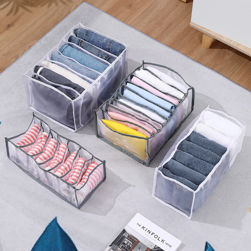 Мрежеста кутия за съхранение на дрехи, кутия за сортиране на дънки и панталони, гардероб, чекмедже за дрехи, разделителна чанта