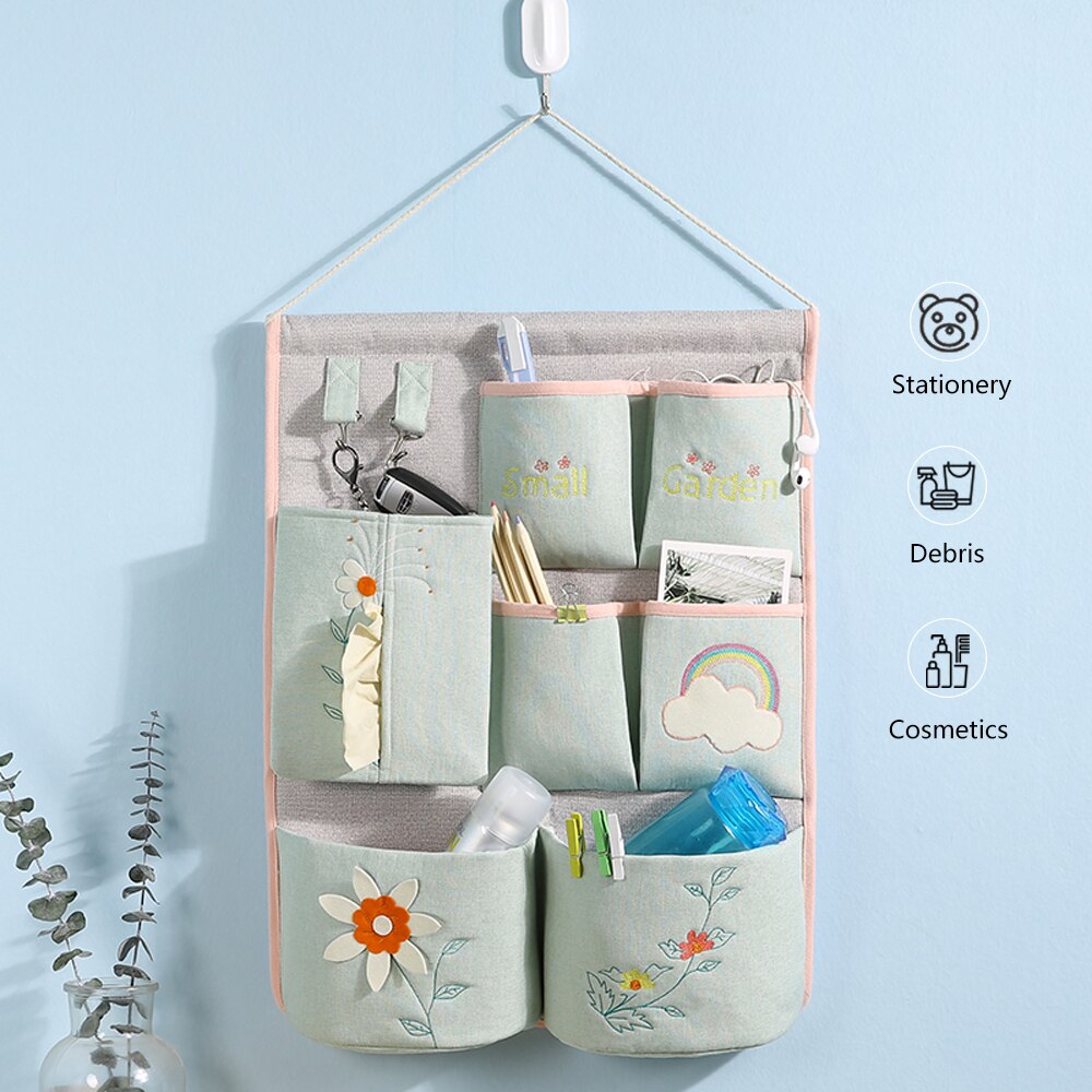 Памучни ленени чанти за организиране на висящи предмети, стенни, за домашно обучение, баня, кухня, чанта за съхранение, многослоен комплект слончета с анимационен герой