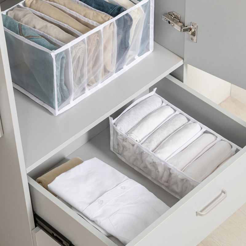 Кутия за съхранение на дрехи с мрежесто отделение, чекмедже за дрехи, мрежесто отделение, бельо и панталони, проста и лека чанта за съхранение