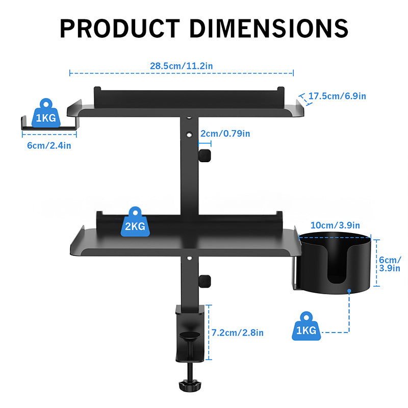 3-степенна многофункционална странична стойка за съхранение на бюро - Организирайте работното си пространство без усилие