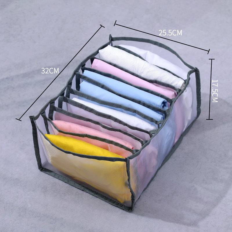 Мрежеста кутия за съхранение на дрехи, кутия за сортиране на дънки и панталони, гардероб, чекмедже за дрехи, разделителна чанта