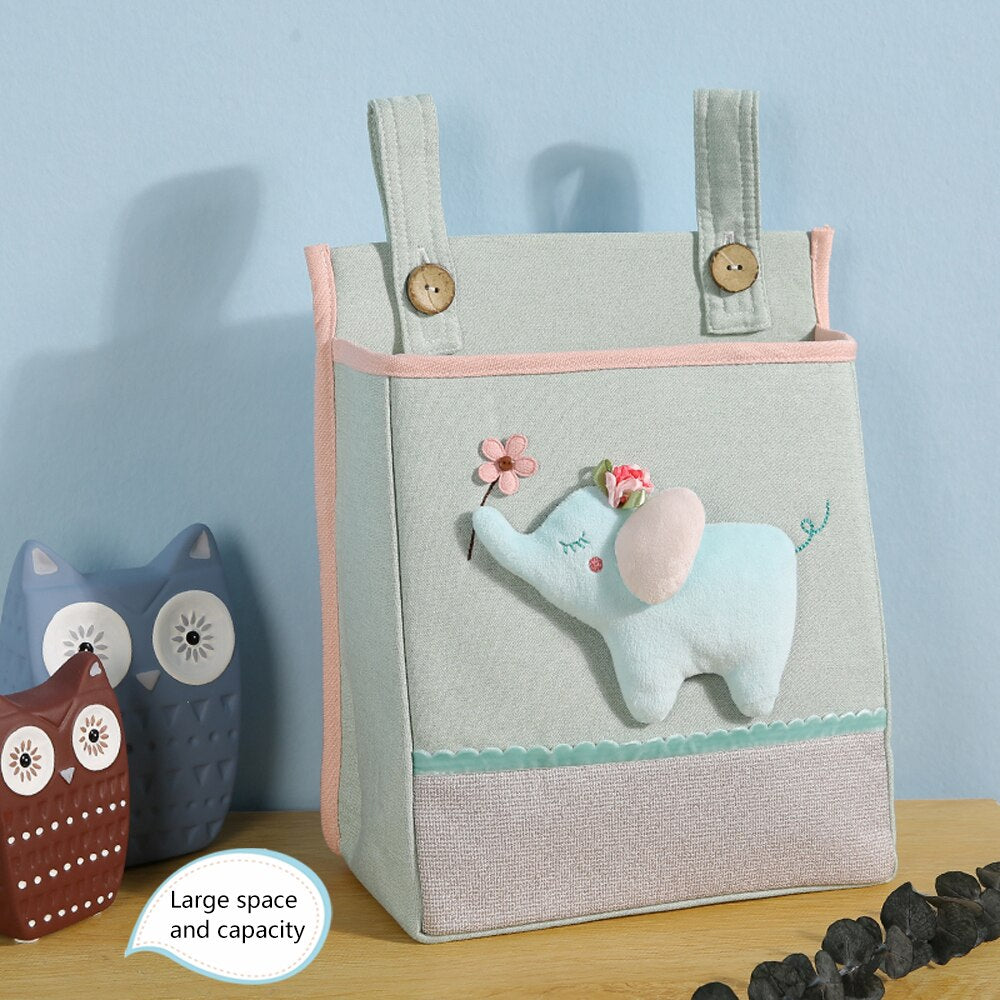 Памучни ленени чанти за организиране на висящи предмети, стенни, за домашно обучение, баня, кухня, чанта за съхранение, многослоен комплект слончета с анимационен герой